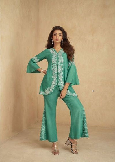 Pure Rayon Lucknowi Work Co-ord Set 907