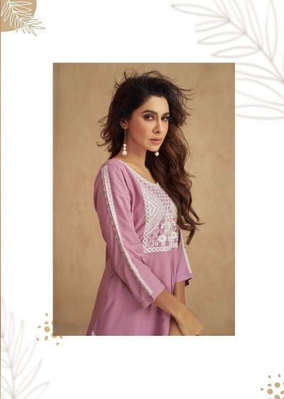 Pure Rayon Lucknowi Work Co-ord Set 907