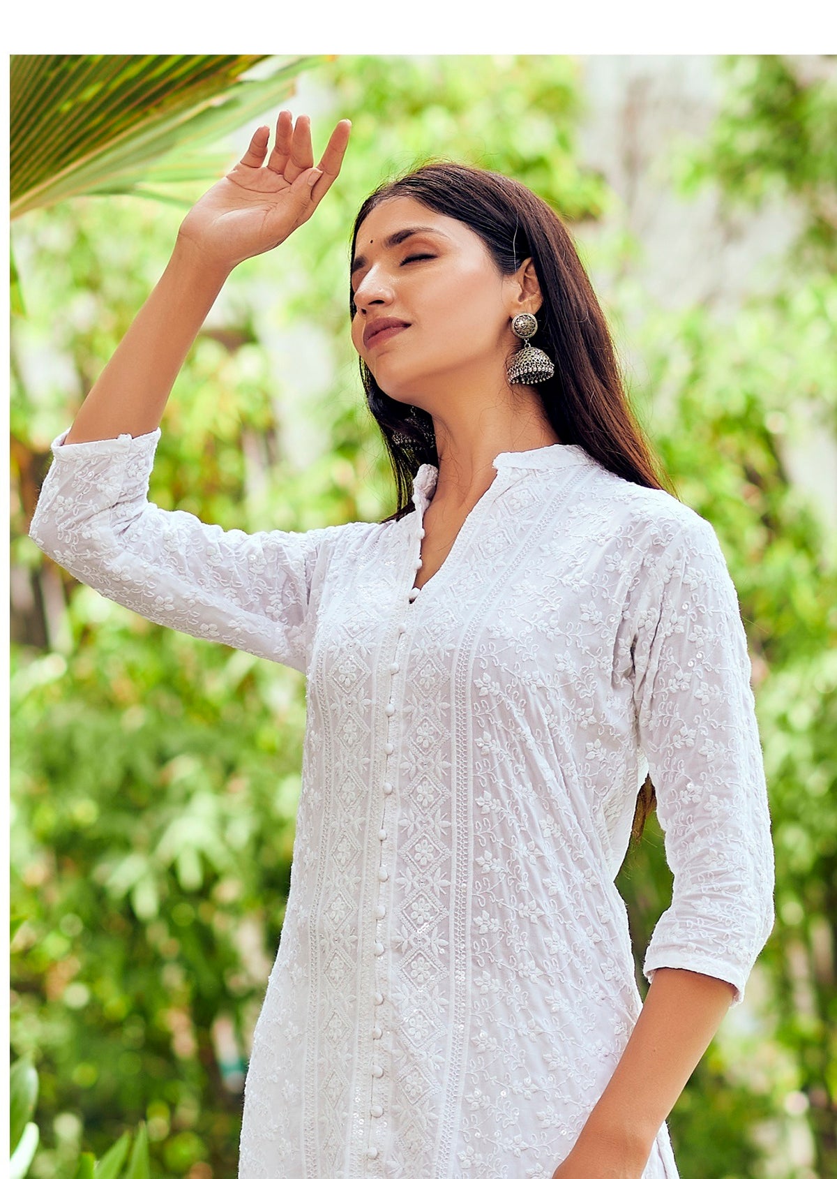 Pure Rayon Viscose Chikankari White Kurti 01