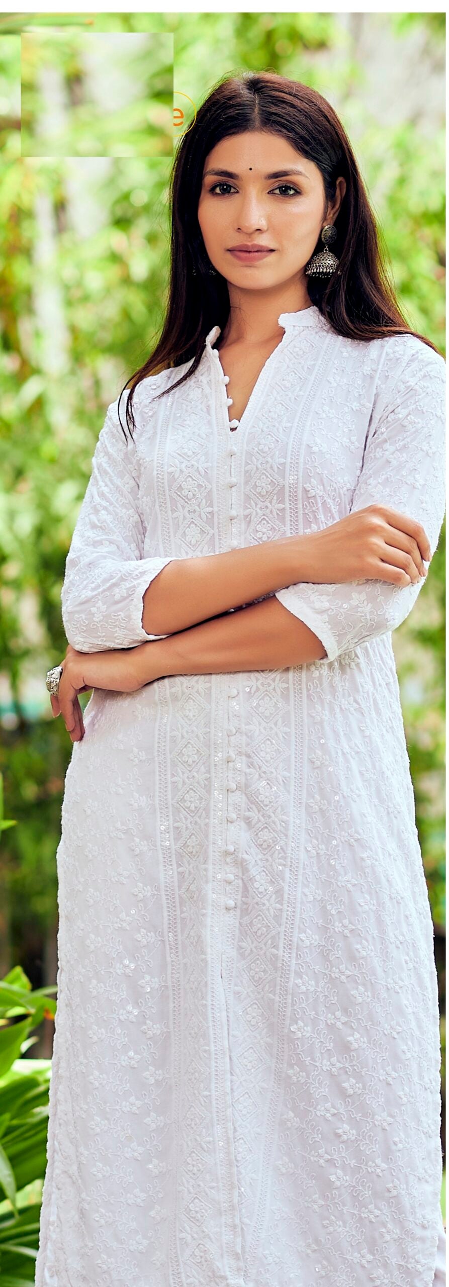 Pure Rayon Viscose Chikankari White Kurti 01