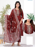 Red Roman Silk Full Stitch Embroidery Plus Size Suit with Muslin Dupatta 05