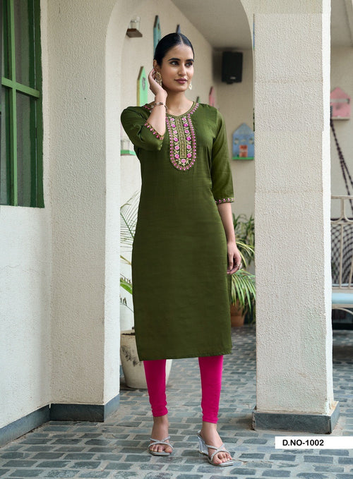 Casual Wear Vetican Silk Full Stitched Kurti 1001